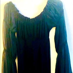 Jumpsuit BatWing Sheer OFF THE SHOULDER Sleeves